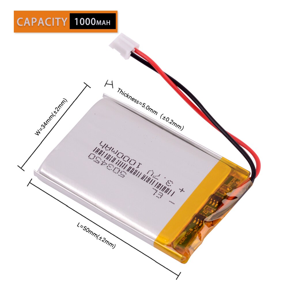 Jst PH2.0 2pin 3.7V 1000Mah 503450 Lithium Polymeer Batterij Vervangen Playstation Gold Headset