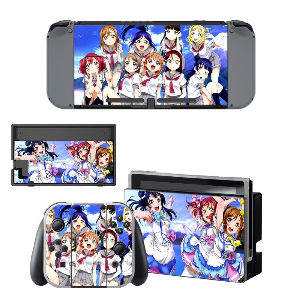 Anime Cute Girl Lovelive Decal Vinyl Skin Sticker for Nintendo Switch NS Console+Controller+Stand Holder Protective Film