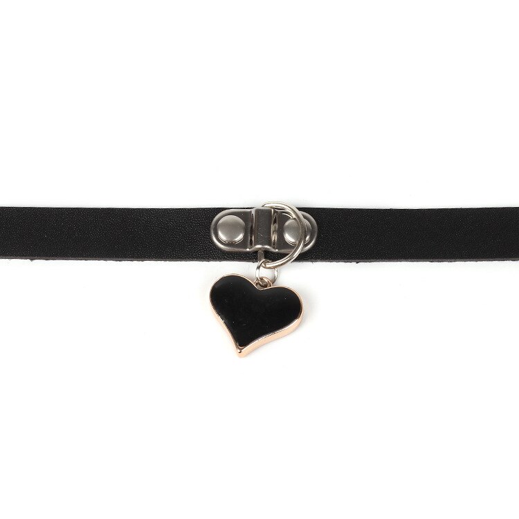 New gothic punk leather choker necklace for women, teens, and girls, studded heart cross collar necklace, rock jewelry