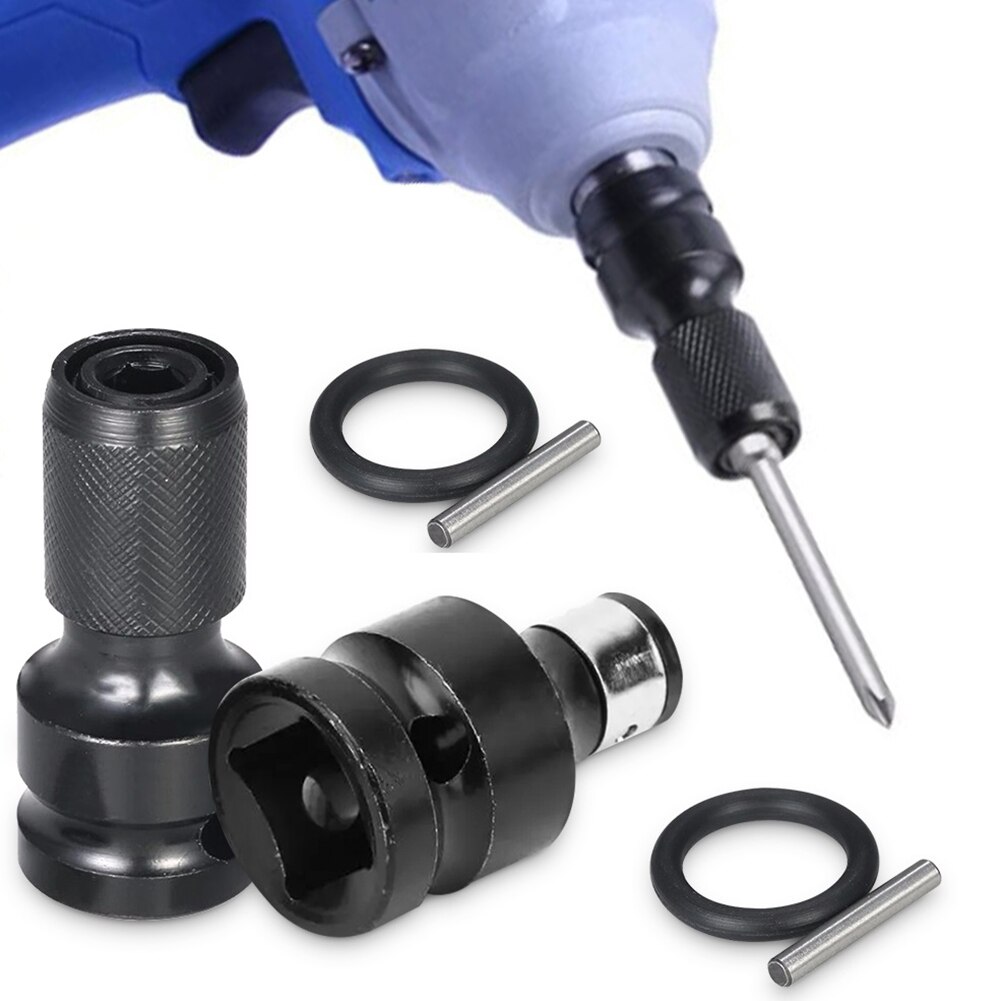 2 Set Hex Ratchet Socket Adapter Drive 1/2" Square To 1/4" Female Chuck Converter Impact Tool Kit Quick Release Impact Wrench