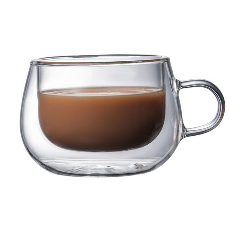 Drinking Glass Tea Cups Double Wall Layer Tea Cup Heat-resisting Round Double Glass Juice Mug Milk Coffee Cup Drinkware