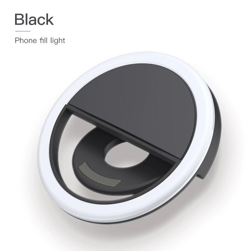 Xiaomi Telefon Ergänzende Beleuchtung Selfie Verbesserung Handys Füllen Licht KUULAA USB Ladung FÜHRTE Selfie Ring Licht Für iPhone: Black