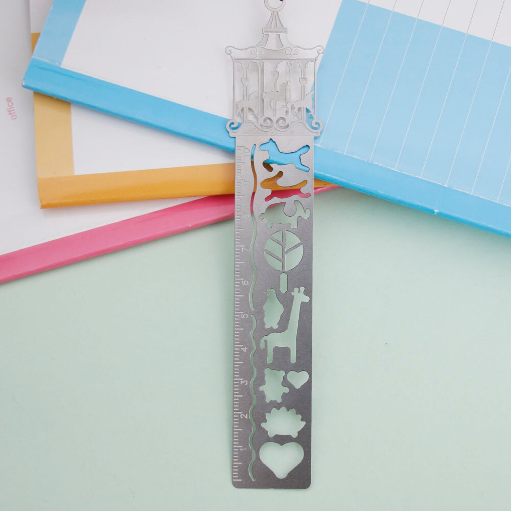 Marcapáginas de Metal hueca de jaula de pájaro creativa caballo, regla de manualidades, útiles escolares para estudiantes,