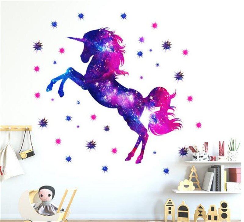 Unicorn väggdekor konst väggmålning sovrum väggdekoration väggdekorationer för barnrum konst väggmålning