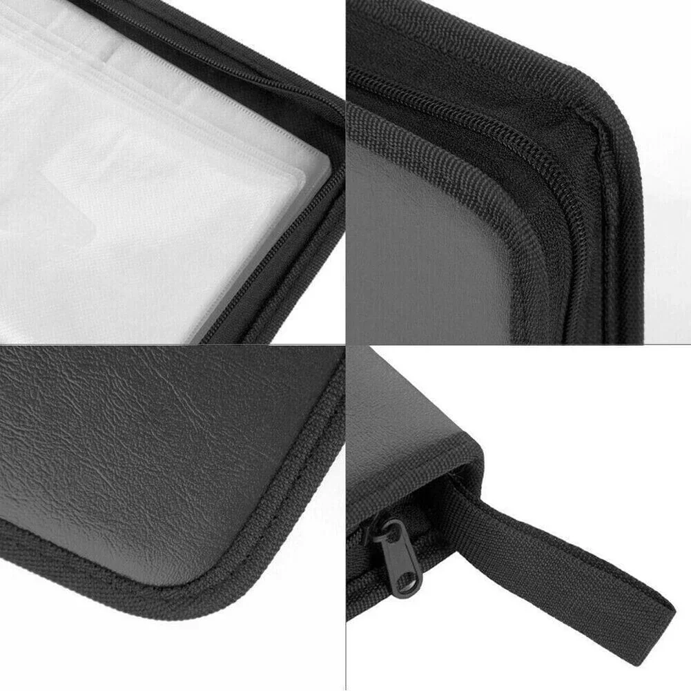 Estojo Portátil com Zíper para CDs e DVDs, Capacidade para 80 Unidades, Bolsa de Armazenamento Dupla Face, Capa Protetora para CDs e DVDs, Carteira, Álbum, Estojo de Transporte