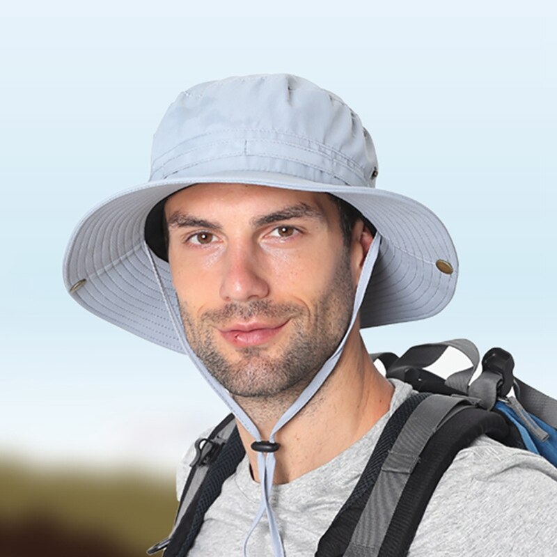Gorro de pescador de secado rápido, ajustable, resistente al agua, con cuerda para Barbilla, sombrero de cubo de escalada