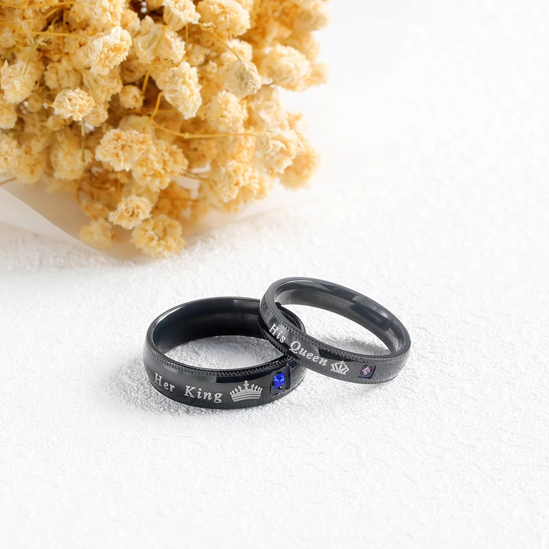 Anillos de pareja de , anillos llamativos de su rey y su reina, anillo de corona de circón AAA a la , anillo de boda de aniversario romántico