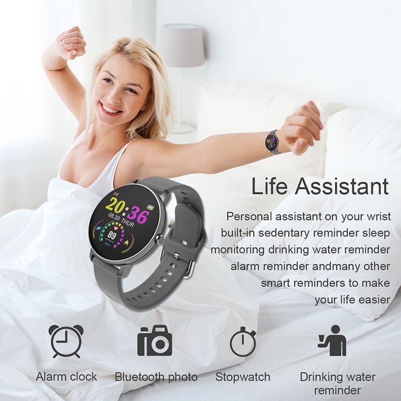 Luik Full Touch Screen Smart Horloge Mannen Hartslag Bloeddruk Oproep Herinnering Functie Sport Smartwatch Voor Android Ios + Box