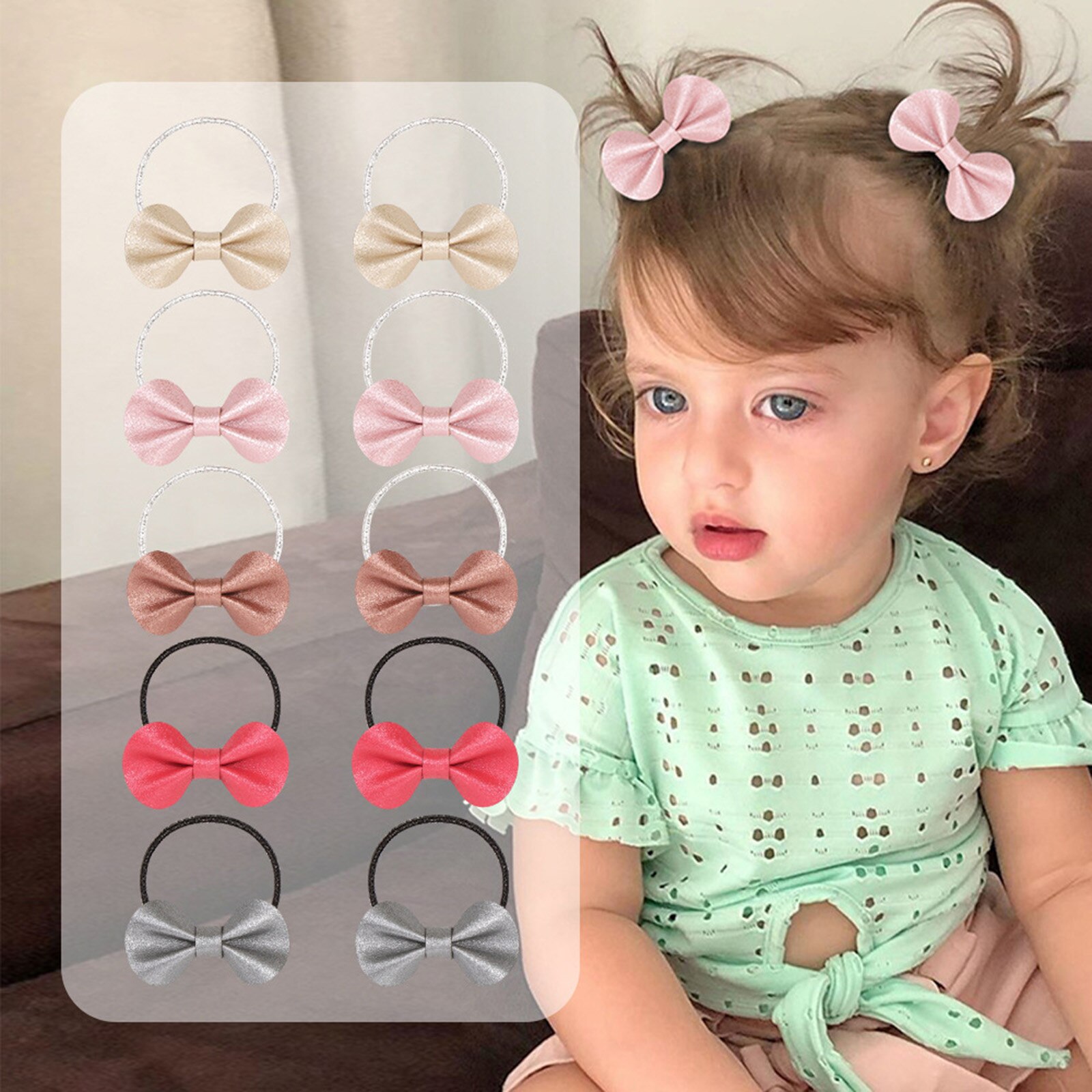 10Pcs Shiny Glittery Haarelastiekjes Chouchou Baby Haar Tie Hoofdbanden Baby Elastische Haarbanden Voor Meisjes Baby Haar Accessoires – Grandado