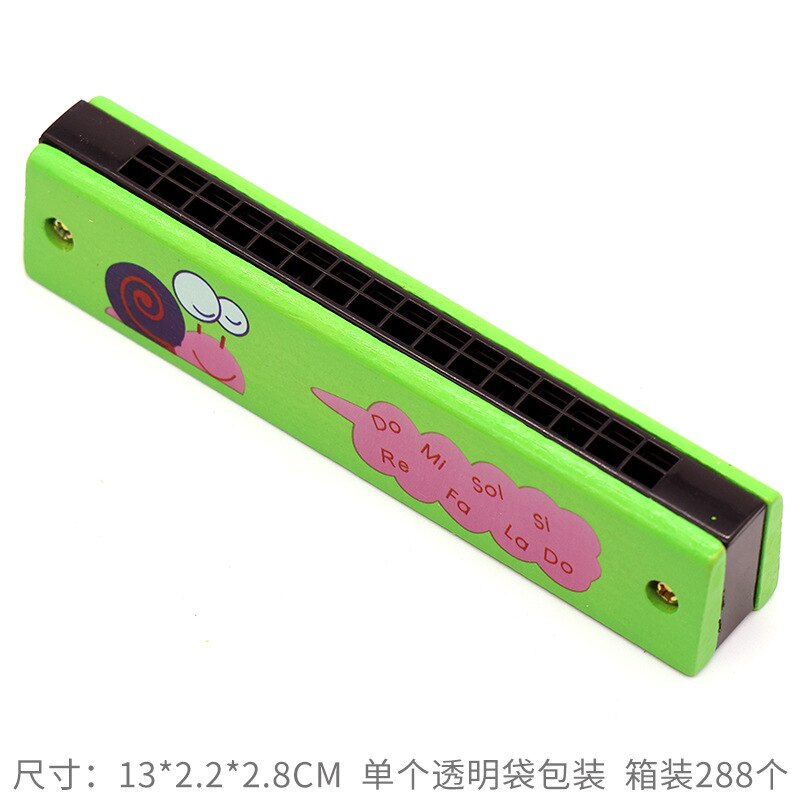 Double Row 16 Hole Harmonica Musical Instruments Children's Wooden Painted Harmonica Early Education Toy Teaching: i