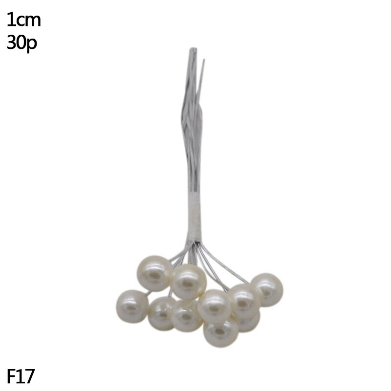 Artificial Flower Mini Stamen White Glass Berries Stamen For Wedding Party Home Decoration DIY Wreath Handmade Craft Accessories: F17