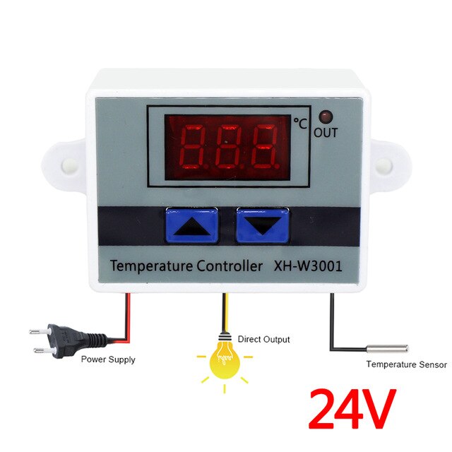 12V/24V/220V Micro Computer Digital Temperature Controller LED Display Greenhouse Heating Thermostat Incubator Aquarium Use: 24V 240W
