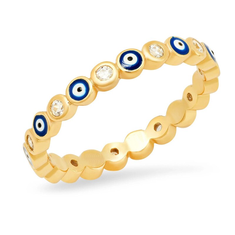 Tyrkisk onde øyne ringe til kvinner hofte hopp stein rhinestone blå øyne fingerringer fest bursdag forlovelse smykker: 1