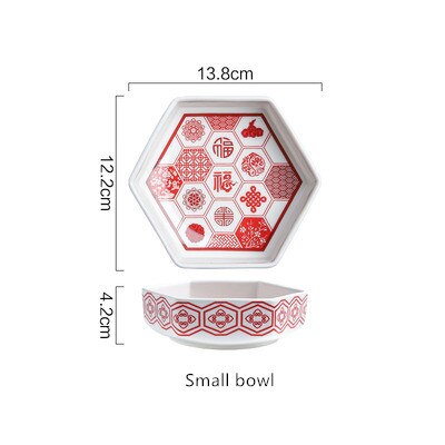 Chinese Year Chinese Year Decoration Plate Ceramic Plate Refreshment Plate Fruit Dumplings Dish Plate Soup Bowl Bone Sau: small bowl