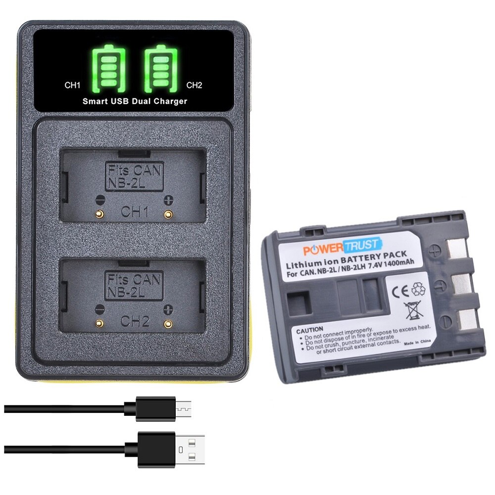 NB-2L NB-2LH Battery and Dual Charger Kit for Canon BP-2L5 BP-2LH, Canon DC301 DC320 DC330 DC410 Elura 40 60 80 90 EOS 350D 400D: 1 NB2L and CH kit