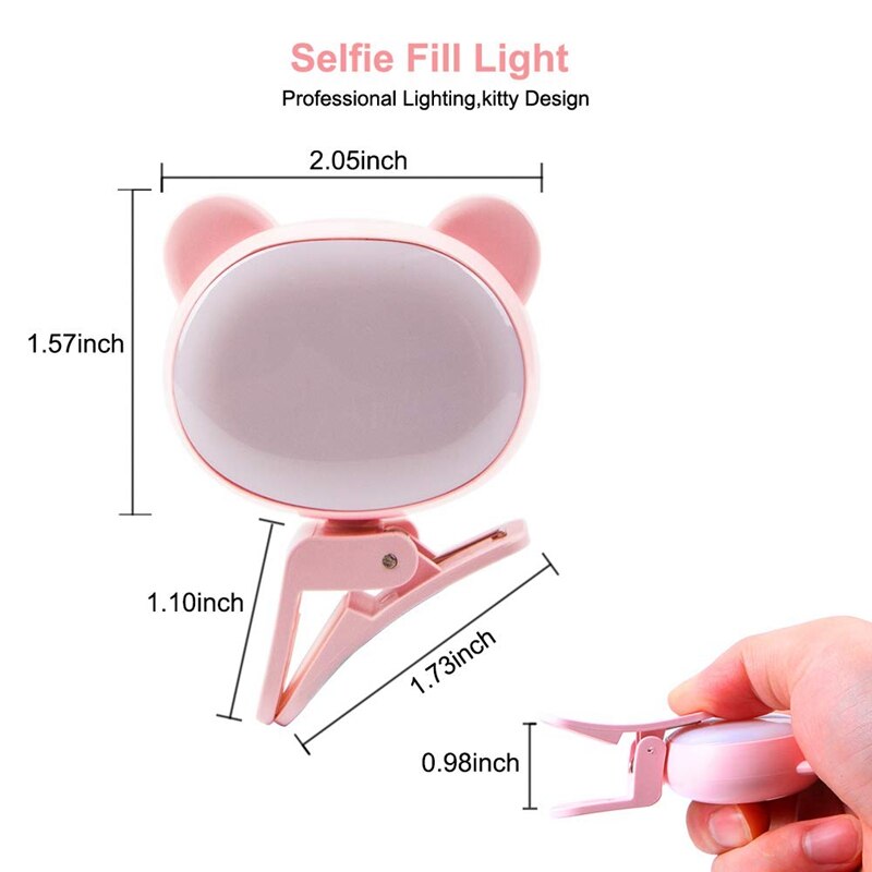 Selfie Ring Licht Voor Camera, Oplaadbare Clip Op Selfie Led Camera Light Voor Iphone,Ipad,Samsung, tablet, Laptop