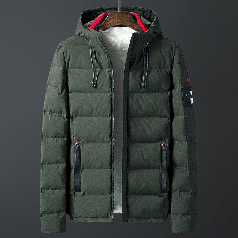 Veste d'hiver streetwear pour homme, parka épaisse et chaude à capuche, manteau d'hiver décontracté et slim pour étudiant