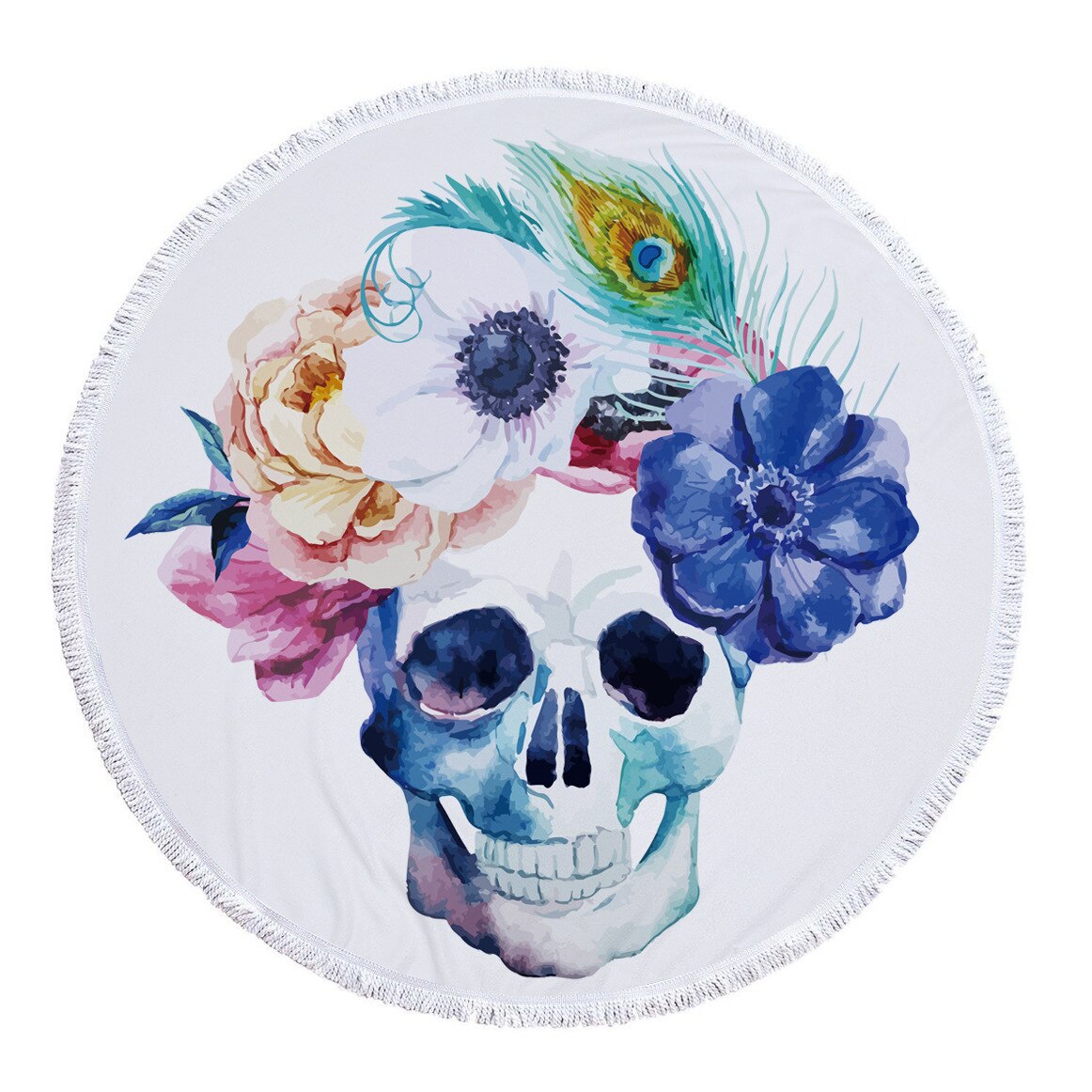 Grote Ronde Sandbeach Handdoeken Gedrukt Schedel Strandlaken Microfiber Stof Badkamer Bad Buiten Zwemmen Handdoeken Wandelen Serviette: Towel 4