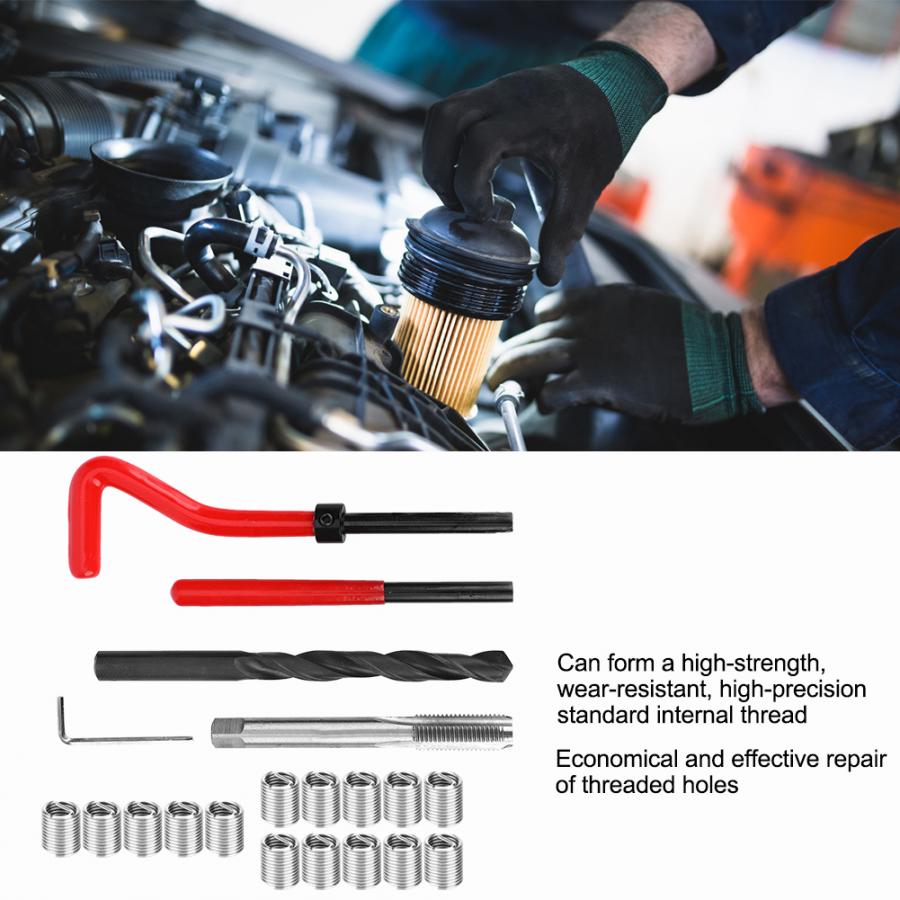 20 Pcs Stainless Steel Thread Inserts M9x1.25 Female Thread Repairing Accessory Assortment Kit metric threaded inserts