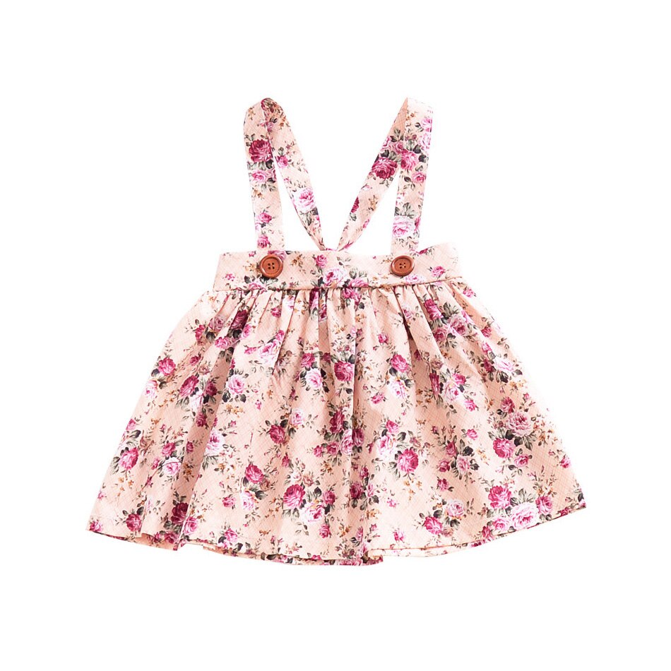 0-4 Jaar Baby Meisje Kleding Zomer Casual Vintage Jarretel Rok Knop Baby Kids Bloemen Gedrukt Jurk Peuter Kids overalls: EK70A0 / 24M