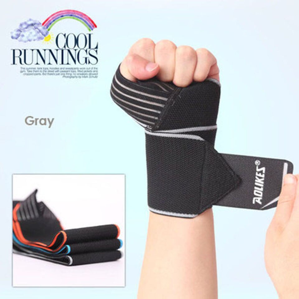 Aolikes 1Pcs Sport Pols Bands Polssteun Band Wraps Hand Verstuiking Herstel Polsband Voor Fietsen Tennis Gym Accessoires: Grey