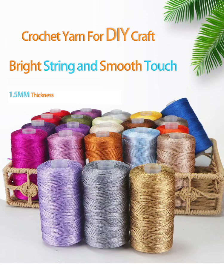 1.5Mm Dikte Gehaakt Garen Dun Ijs Gemengd Gevlochten Katoenen Draad Voor Diy Hand Breien Tas Hoed Schoenen 100Gram Rol 60 Kleuren