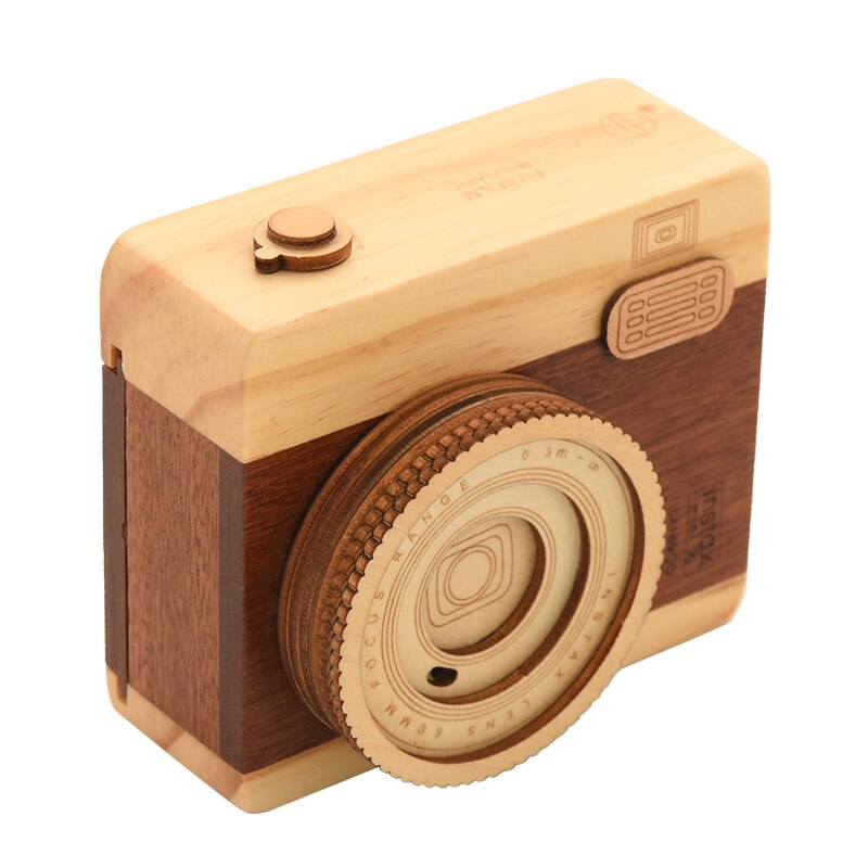 1 PCS houten camera muziekdoos