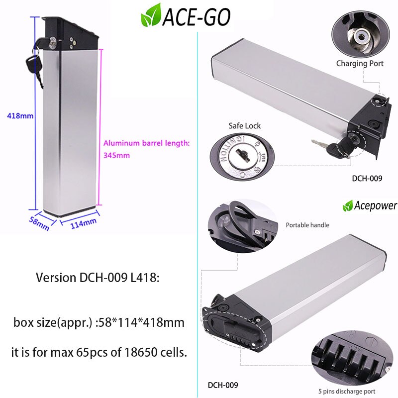 Metal Built-in Battery Housing for 36V 48V 250W 350W 500W 750W 1000W Hidden Electric Bike Ebike Battery Box Empty Casing Shell