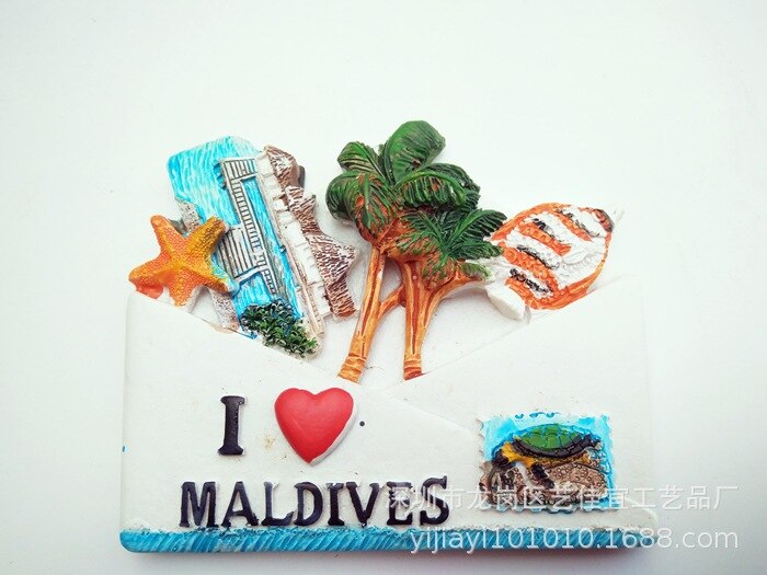 Køleskab magnet dekoration maldiverne havudsigt ø turisme souvenir harpiks køleskab magnet klistermærke køkken land rejse indretning: 1