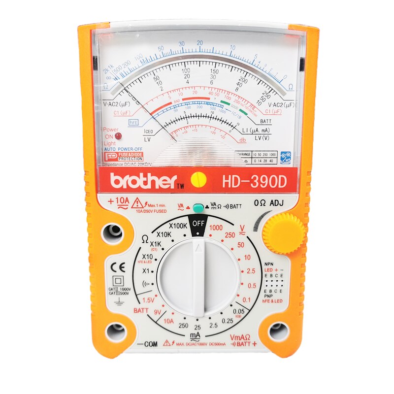 Brother HD-470A/390A/390C/390D Analog Multimeter High Precision Mechanical Electrician Home Maintenance Pointer Multimeter: HD-390D
