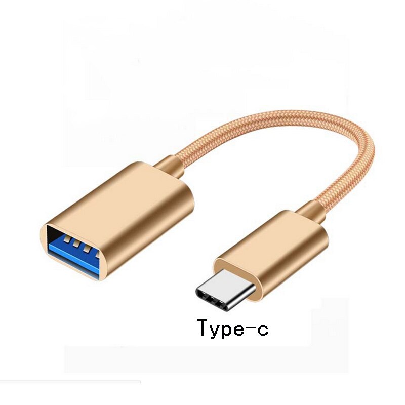 2 in 1 OTG Adapter Cable Nylon Braid USB 3.0 to Micro USB Type C Data Sync Adapter for Huawei for MacBook U Disk Type-C OTG: White