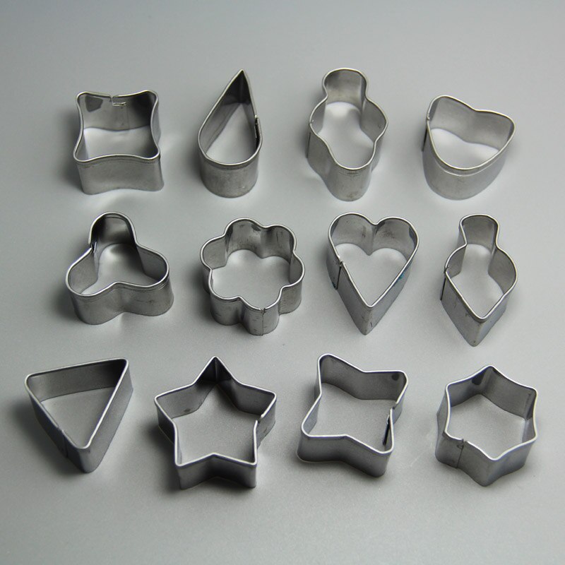 (10set/lot FDA Metal 12pcs Geometric Shape Cookie Cutter set