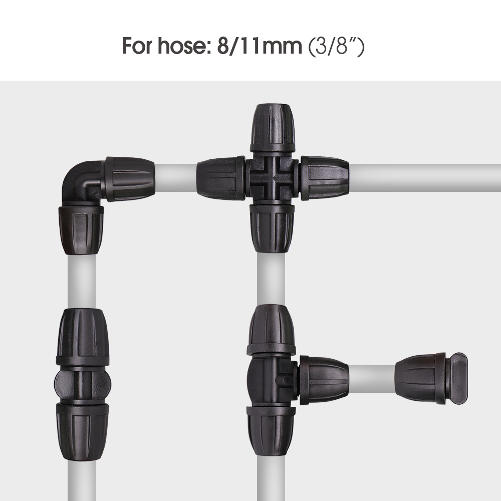 3/8 ''Pvc Slang Tubing 8/11Mm Watering Irrigatie Water Koppeling Adapter Lock Gewrichten Tuin Tap Connector tee Verminderde Elleboog Cross
