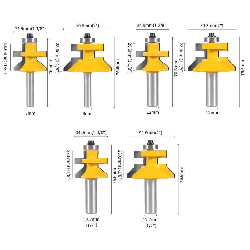 YUSUN 2 STKS Stile & Rail Assembleert Router Bit Houtbewerking Frees Voor Hout Gereedschap