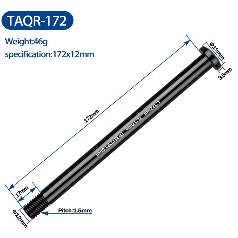 Spiedini a sgancio rapido per asse passante per bicicletta MTB Road Bike perno passante diametro 12/15mm telaio forcella parti perno passante leva a sgancio rapido: TAQR-172 12mm