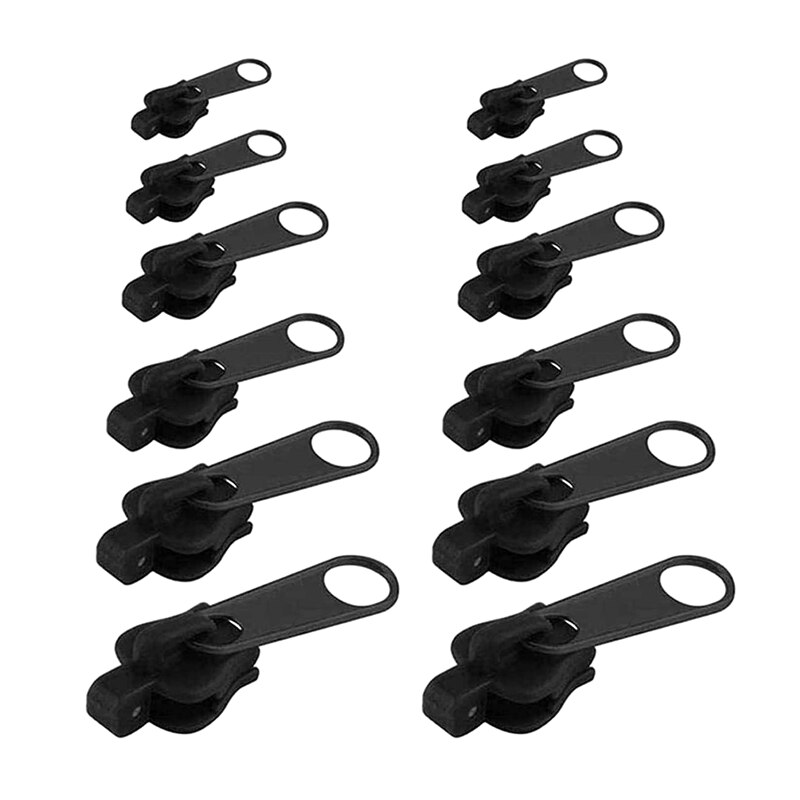 Kit de reparación de cremalleras con cierre automático, herramientas de repuesto de cremallera instantánea Universal, deslizadores de cremallera de rescate de dientes para ropa, bolsa y zapatos: Zipper-All bla-12pcs