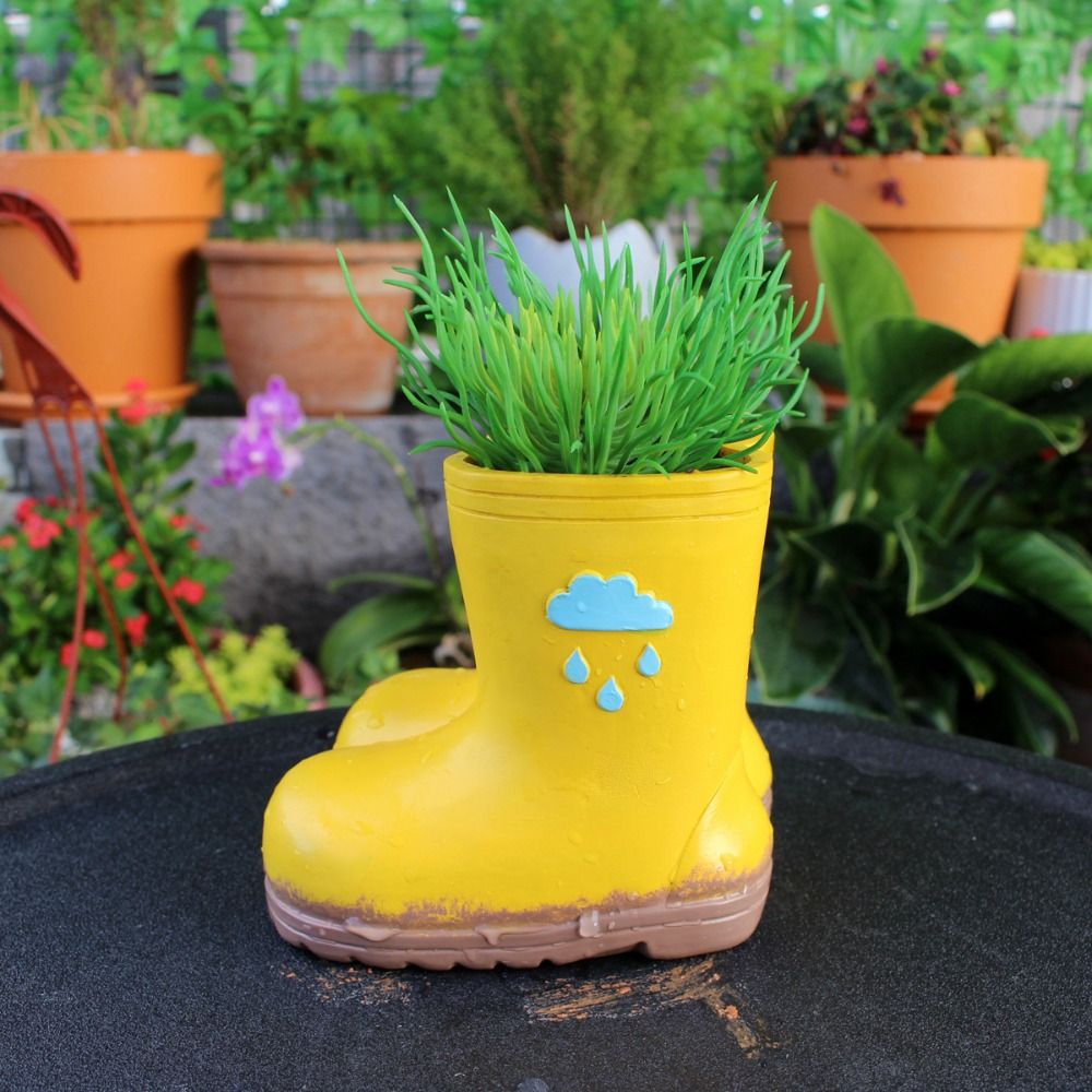 Garden Decoration Resin Rain Boot Planter Funny Decorative Hydroponic Flower Holder Crafts Vase Ornament Bonsai