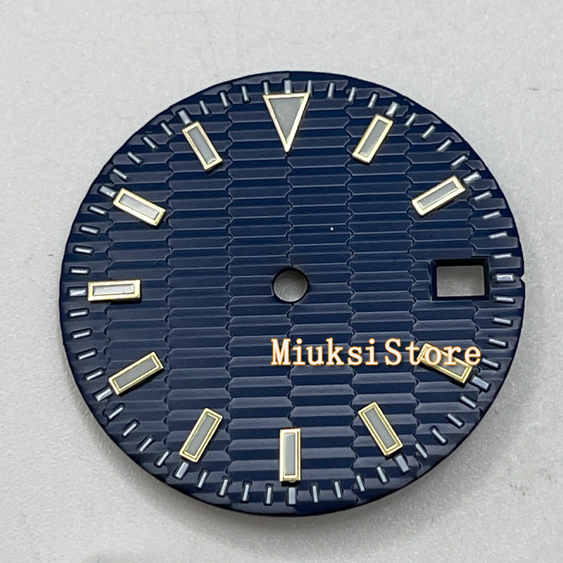 29Mm Bule Wijzerplaat Blauw Lichtgevende Wijzerplaat Achteraf NH35 Beweging: Bule