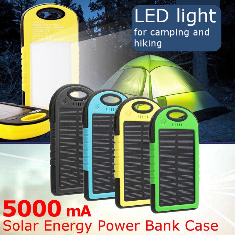 Panel solar portátil eficiente, cargador de batería Dual 2 USB, reemplazo de carcasa, bricolaje, 5000mah