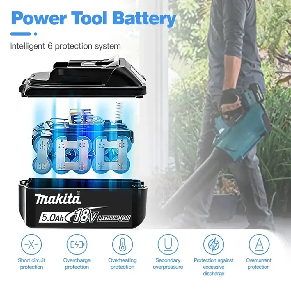 Makita 18V Battery 5Ah BL1850B Lithium ion Genuine Makita 18V Battery BL1850 BL1860B BL1860 BL1840B