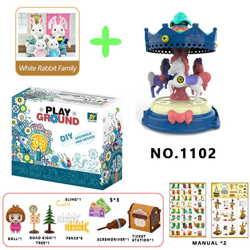 1:12 Carrousel Bosdier Familie Vroeg Leren Puzzel Achtbaan Pretpark Model Schroef Montage Pakket Speelgoed: 1102-G01-K01