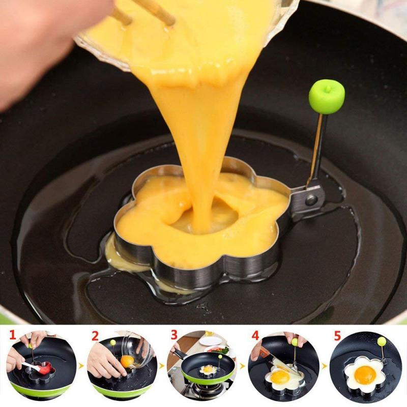 Herramientas de acero inoxidable para huevos fritos, molde de 5 estilos para tortitas, anillo de cocina, decoración creativa, accesorios de cocina