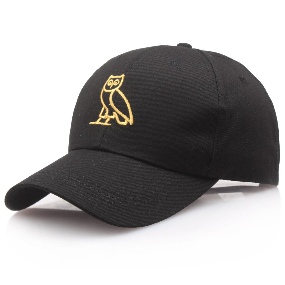 Vrouwen Uil Borduurwerk Baseball Caps Voor Mannen Unisex Verstelbare Paar Meisjes Snapback Cap Jongen Outdoor Sport Zon vader Hoeden: Black(Gold Em)