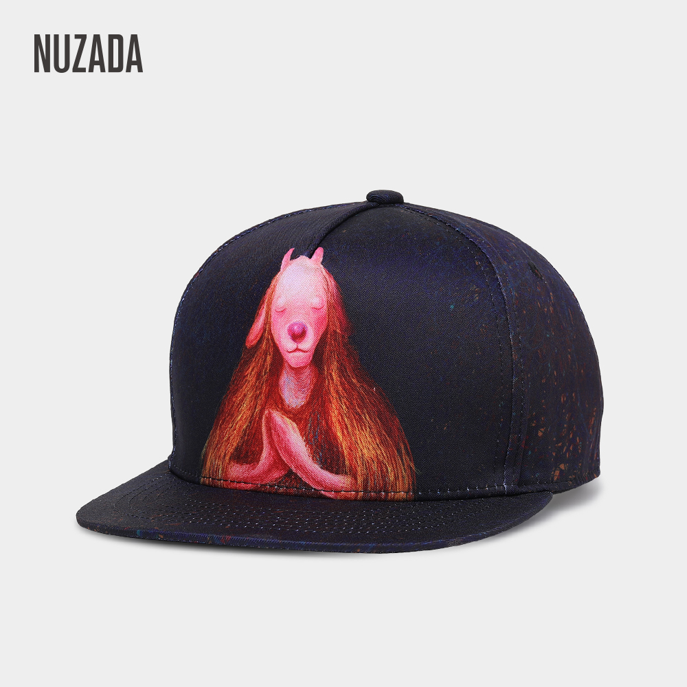 NUZADA 3D Afdrukken Mannen Vrouwen Paar Hip Hop Cap Leuke Classic Animal Caps Polyester Katoen Persoonlijkheid Lente Zomer