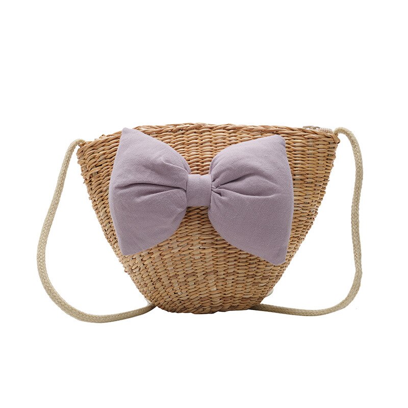 Koreanische Sommer freundlicher Mini Stroh Tasche Bogen Umhängetaschen für Mädchen Lolita Rattan Geldbörse und Handtasche Strand Tasche