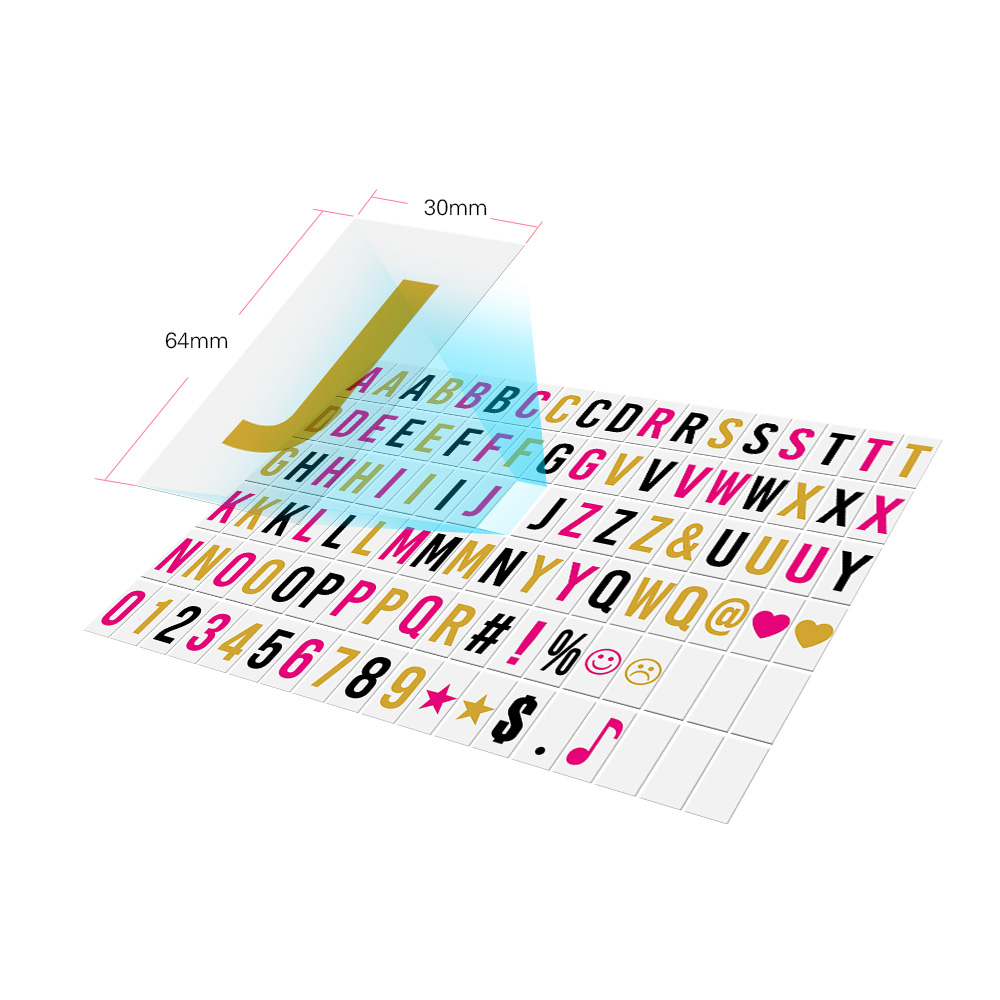 102pcs Interchangeable Letters Numbers Symbols Characters Cards Free Combination for DIY LED Cinema Light Box Message Board