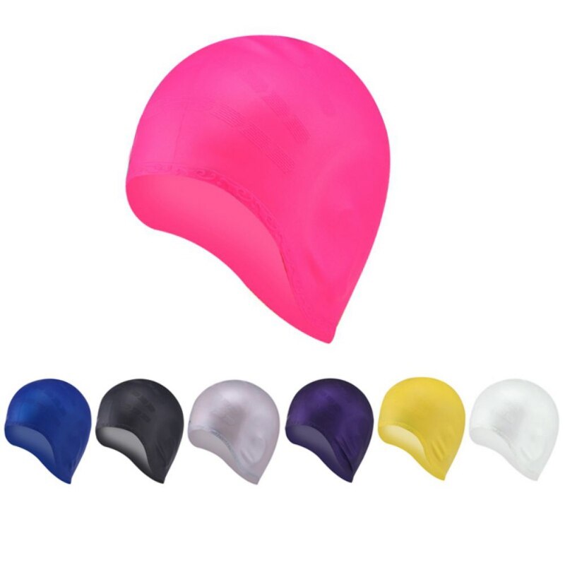 Mujeres Hombres niños natación piscina agua deporte impermeable silicona buceo natación gorro largo protección oreja taza gorros de baño, sombrero
