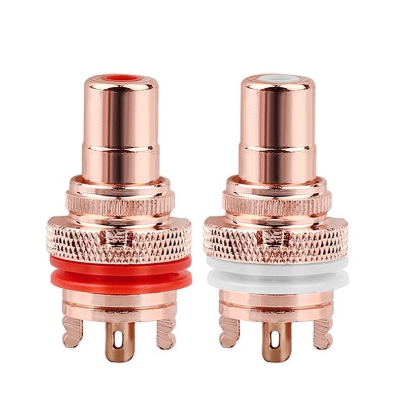 Rca-kontakt honhögtalarterminaler guld/rodiumpläterad koppar rca-uttag chassi cmc-kontakter audiojack hifi-adapterkontakt: Koppar 1 par