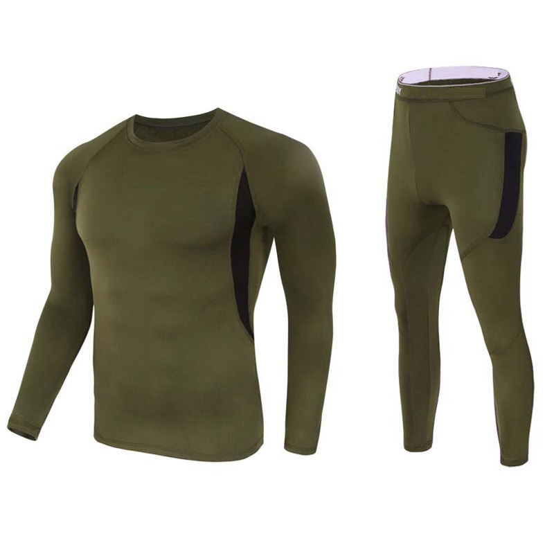 Top thermisch ondergoed heren ondergoed sets compressie fleece zweet snel drogend thermo ondergoed herenkleding: Groente / Ik