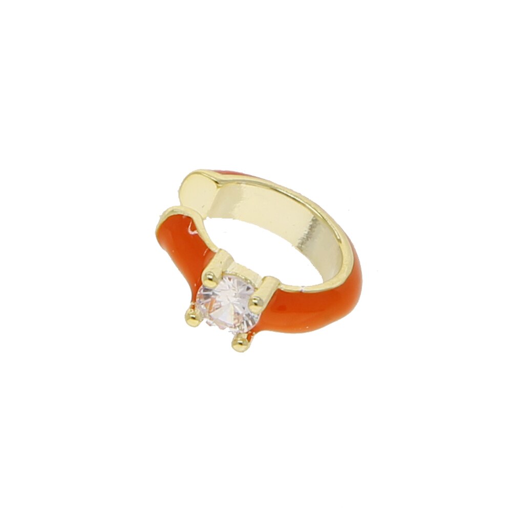 Brinco de clipe sem piercing moda feminina joias femininas 7 esmalte colorido único cz punhos de orelha: orange